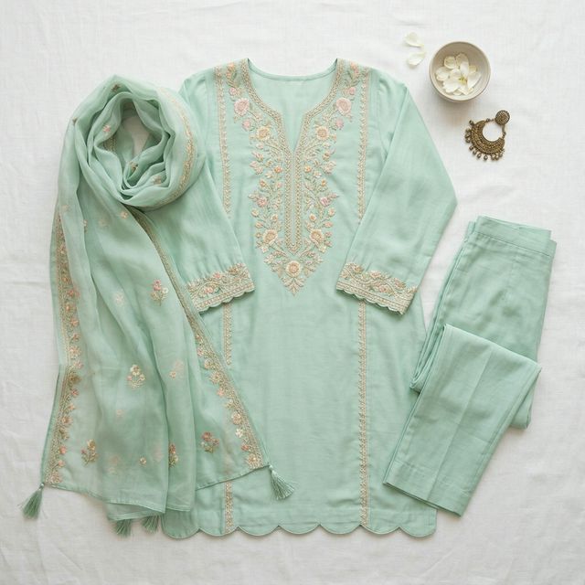 Elegant pastel salwar suit tailored by ViBEE